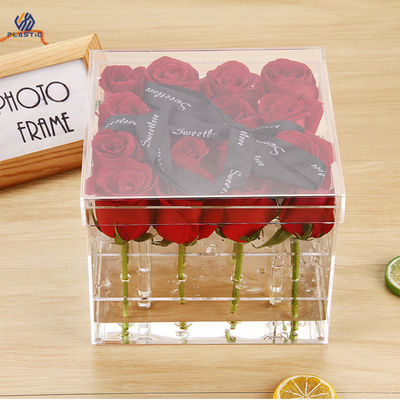Home Organization Flower Rose Acrylic Storage Box Easy Clean Customized Thickness